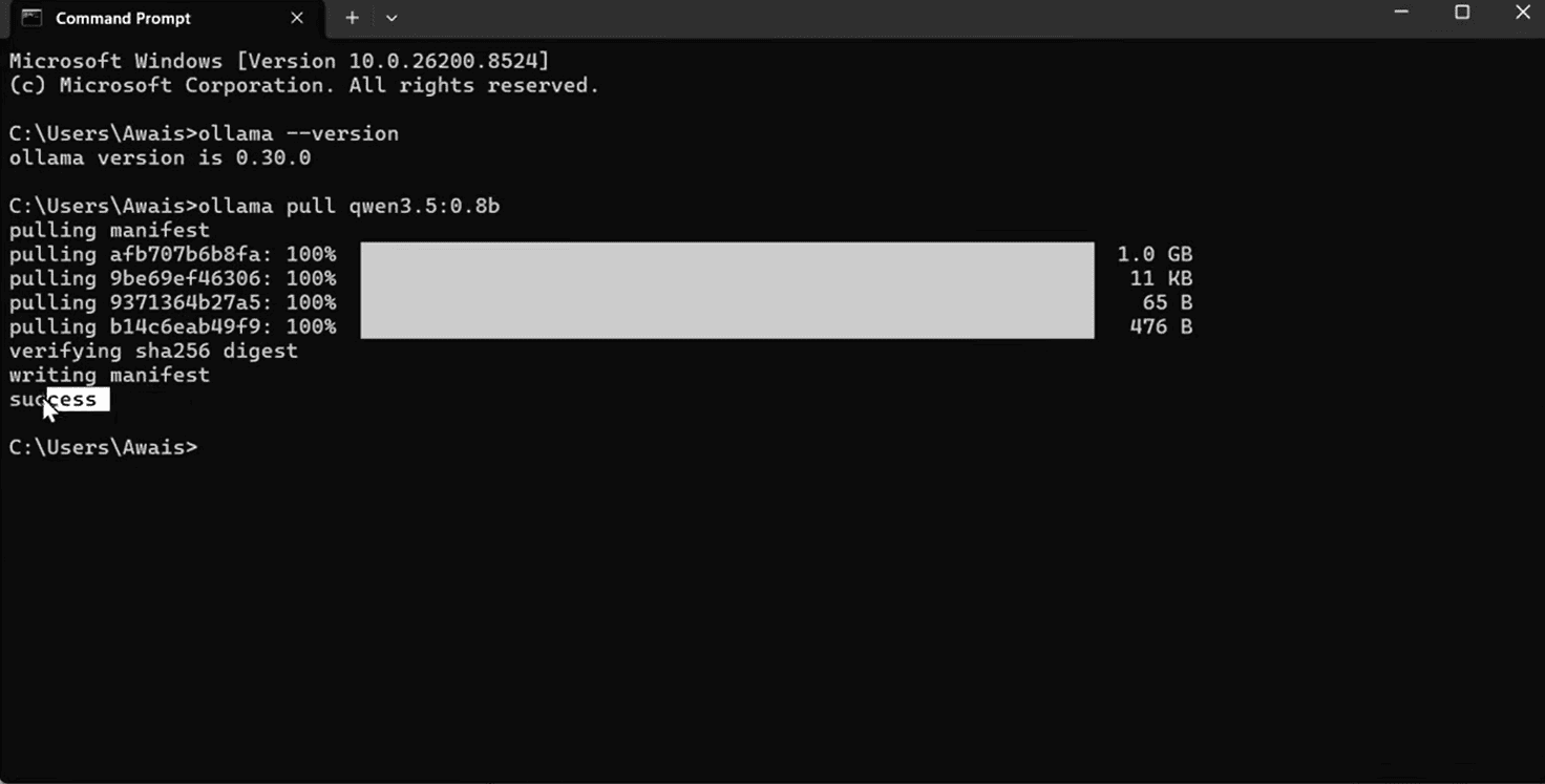 ollama pull command downloading a model